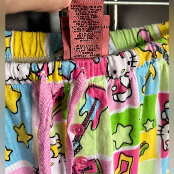 Hello Kitty Rockstar Sleepwear Pant Straight Leg 💯 cotton colorful in Size L - Picture 6 of 9